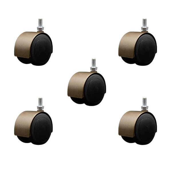 2-3/8'' Floor Safe Antique Hooded Twin Wheel Caster 3/8 Threaded Stem, 5PK